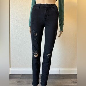Guess 1981 black ripped skinny jeans